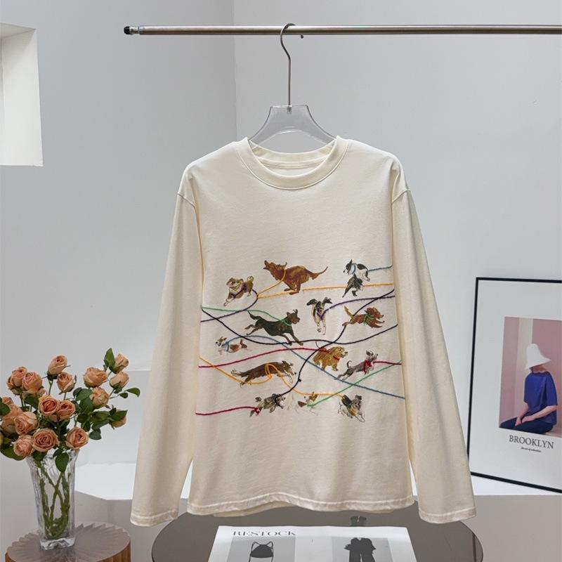 

ID Осенняя футболка с длинным рукавом и вышивкой с принтом ретро-щенка S