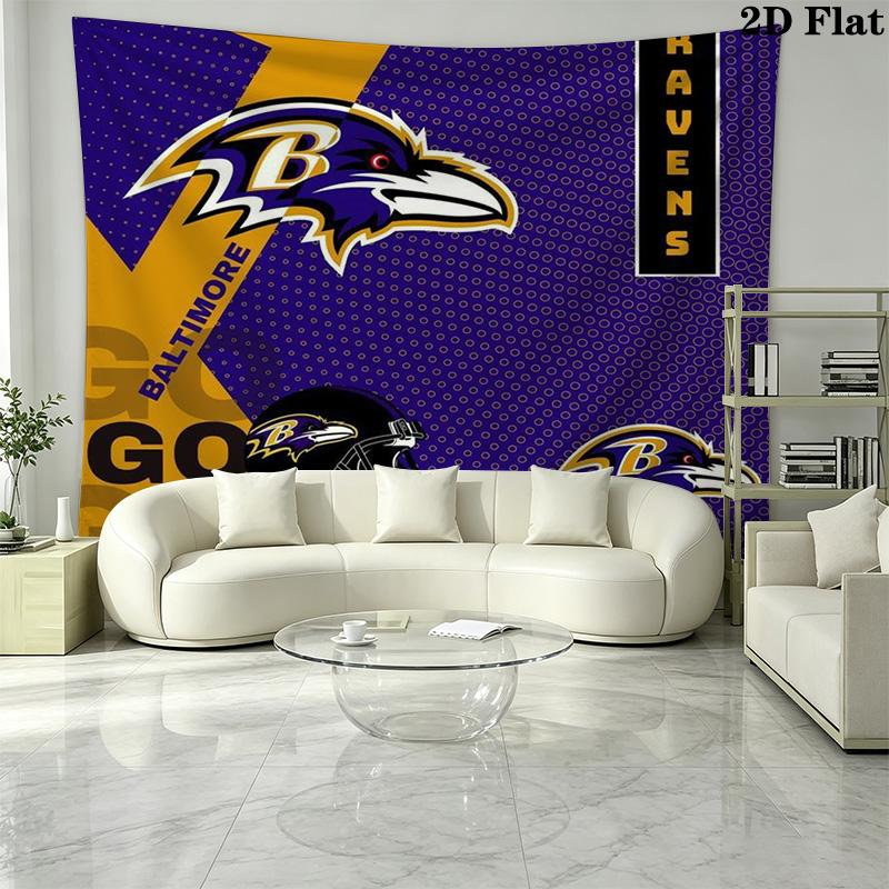 Baltimore Ravens Logo Wall Tapestry Aesthetic Wall Hanging Printed Fabric Blanket Decorative Tapestries for Bedroom Living Room Home Decor
