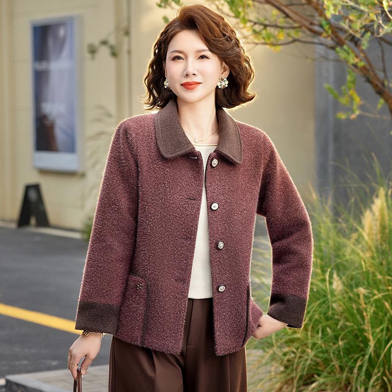 

Stylish Spring Woolen Coat for Women 50+: Fashionable Middle-aged & Elderly Women s Overcoat 3XL fits 61-65 kg