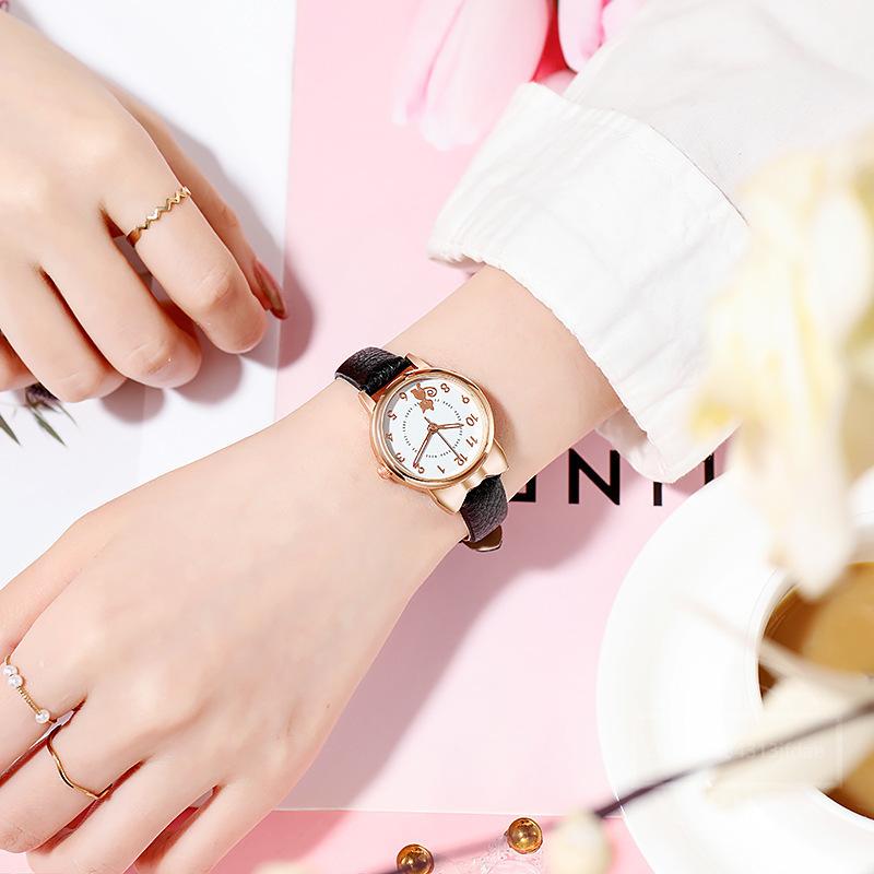 Mode Kinder Niedliche Katze Digitales Zifferblatt Kinderuhr Set Lederarmband Quarzuhren Kinder Mädchen Uhr Kinderuhr