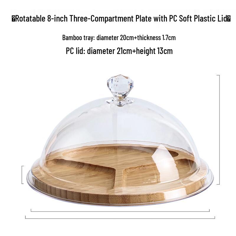 

Covered Wooden Serving Tray with 3 Compartments
