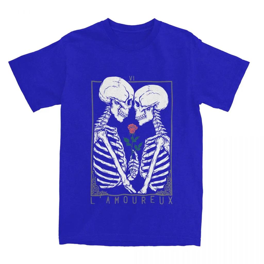 Skull VI The Lovers Tarot Card Apparel Shirts Men Women Skeleton Couple Kiss Funny  Unique Tee Shirts