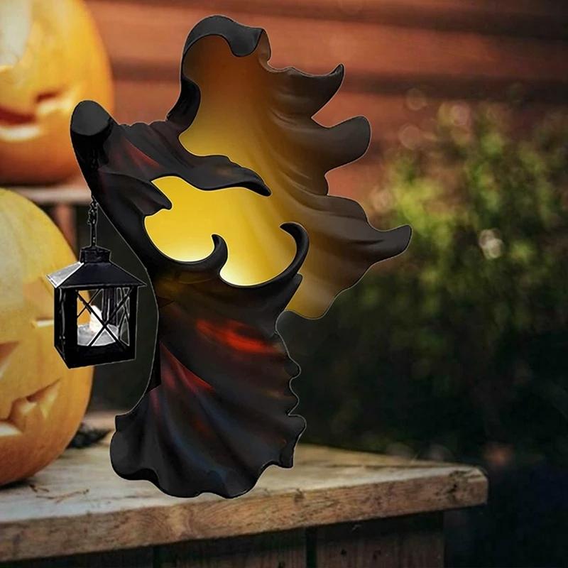 Witch Decorative Lamp Searching for Bright Ghosts Realistic Ghost Sculpture Halloween Garden Decorative Ghost Sculpture