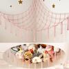Boho Tassel Toy Hammock Wall Corner Hanging Storage Net Durable Cotton Woven Organizer for Kids Room Nursery Home Decor