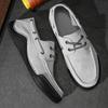 Men's shoes spring casual flat leather shoes men's daily one-pedal shoes men's large size outdoor black business shoes men