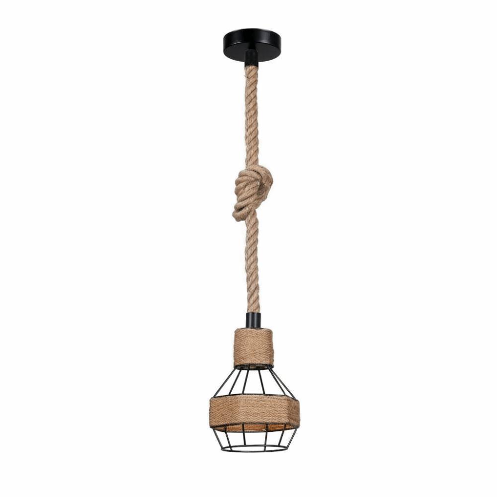 Creative Retro Hemp Rope Pendant Lights Industrial Style Iron Hanging Lamp Woven Design Cafe Lighting Bedroom