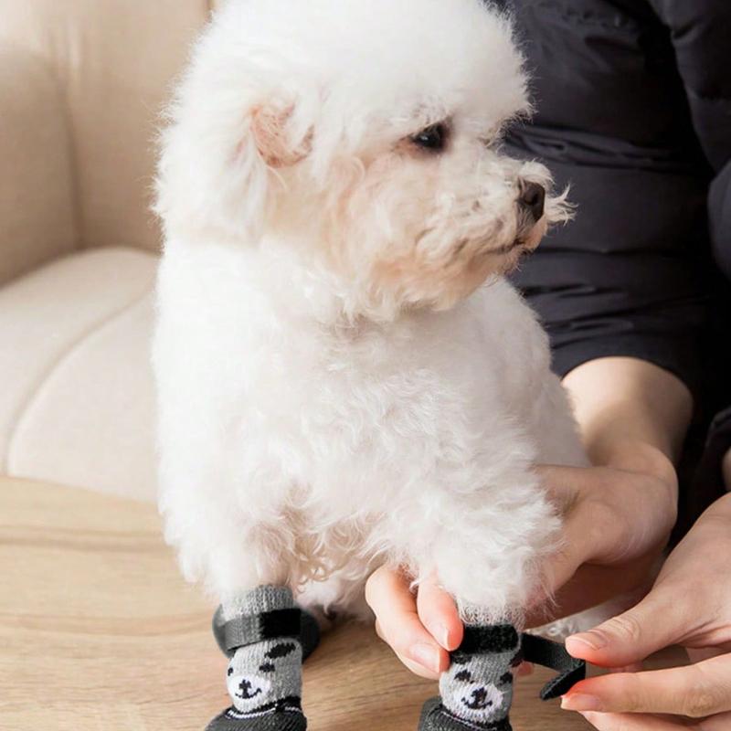 4pcs/Set Dog Cat Waterproof Shoes Socks, Pet Winter Boots, Rain Snow Dog Booties for Small Dog Anti-Slip, Anti-Dirt Puppy Shoes, Black