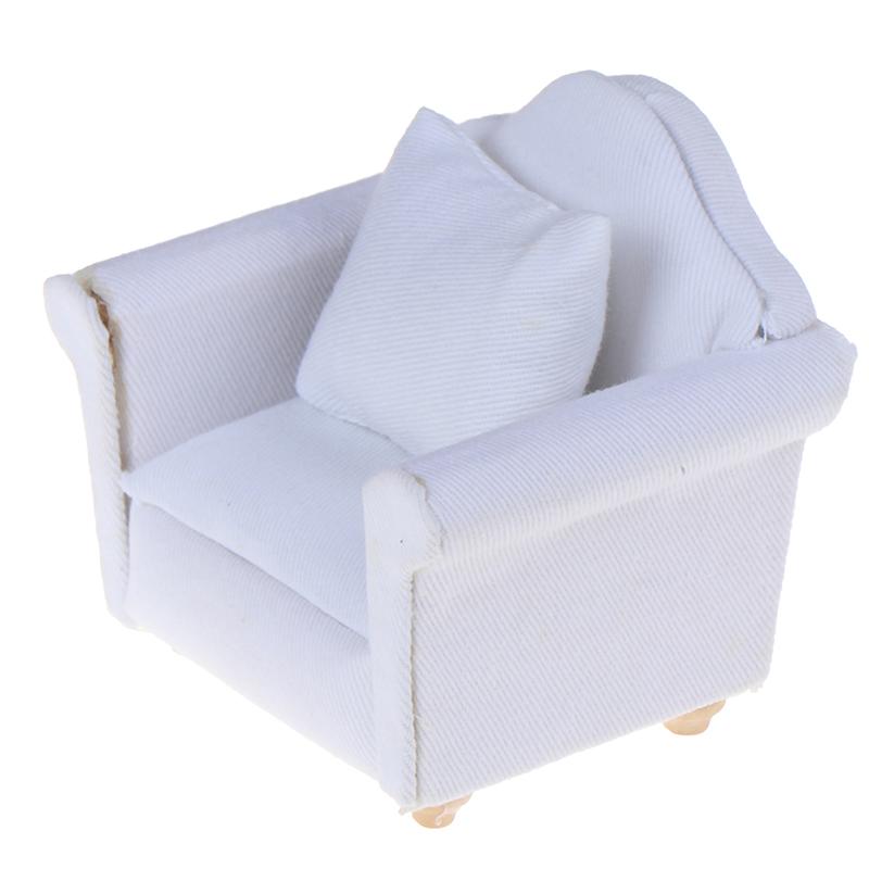 1/12 Dollhouse Miniature White Sofa With Back Cushion Doll House Accessories