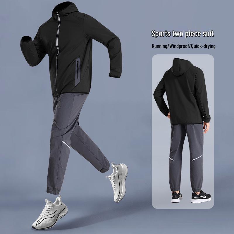 Men's Quick-Dry Running Suit: Spring/Summer Jacket with Printed LOGO for Fitness and Morning Runs
