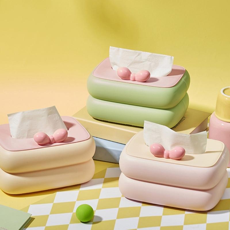 Einfaches Dopamin-Thema Taschentuchbox-Organizer Premium-Materialien Design Arbeitsplatten-Organizer für modernes Zuhause und Büro