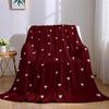 Burgundy & Blush Heart Scatter Flannel Blanket Warm Soft Halloween Christmas Couch Warm Cozy Decorative Decor for All Season