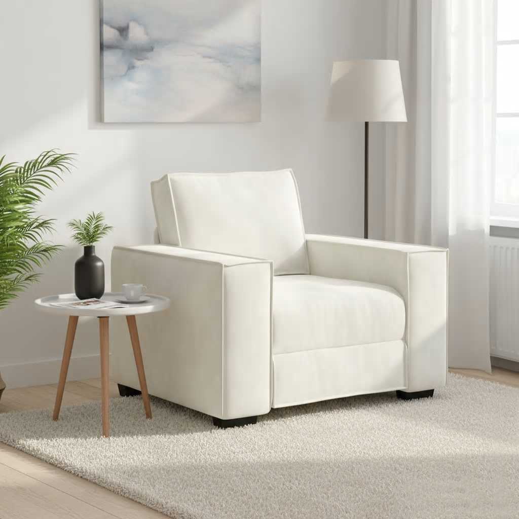 Cream Armchair 100 X 78 X 84 Cm Velvet