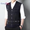 Cozy Up Pánská svetrová vesta bez rukávů s výstřihem do V Kabelová pletená vesta s knoflíkem dolů Cardigan
