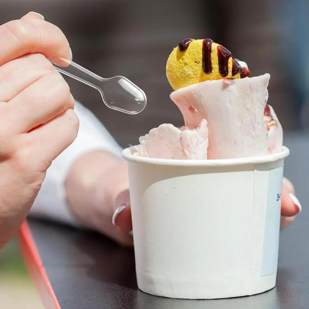 500 Stück Einweg Einweg Plastiklöffel Klar Einweg Verpackter Löffel Joghurt