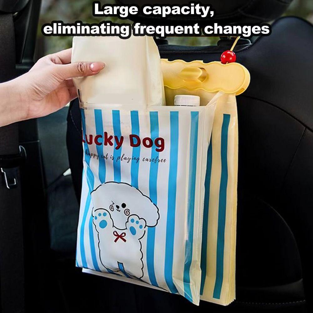 20 Pièces Sac à Ordures Portable Suspendable pour Voiture Dessin Animé Sac de Rangement Épais pour Voiture avec Support Sac à Ordures pour Bord de Table