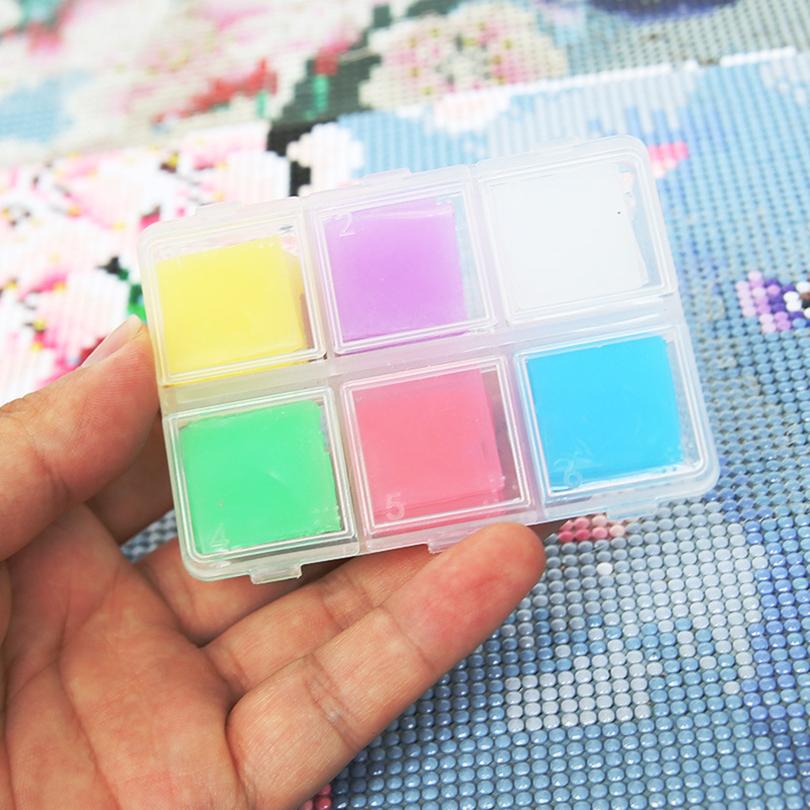 30PCS 2*2CM Diamond Painting Glue Clay With Box DIY Colorful Square Diamond Embroidery Dot Drill Mud Wax Embroidery Tool Set