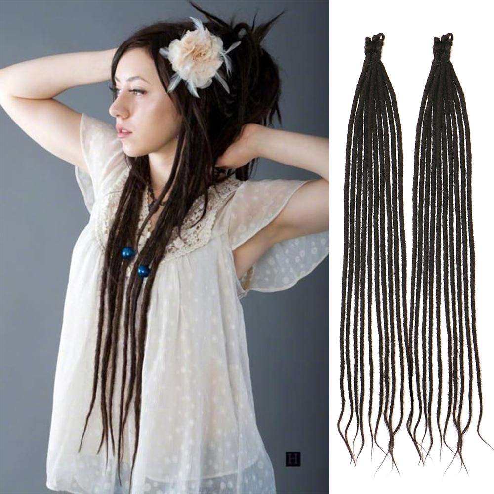 24 Inch DreadLock Extensions Handmade Thin And Soft Reggae Hip-Hop Style Synthetic DreadLock Extensions Crochet Hair for Women