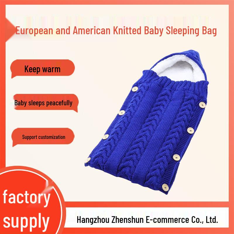 Infant Knitted Woolen Sleeping Bag Buttoned Blanket for Autumn & Winter