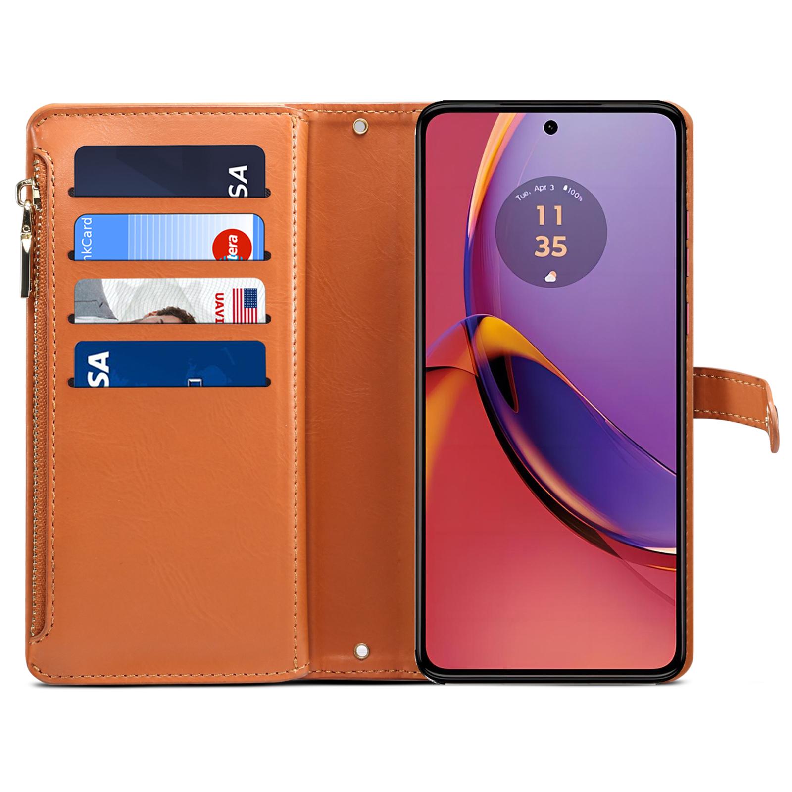 

ESEBLE For Motorola Moto G84 5G Case Zipper Pocket Leather Wallet Phone Cover Black