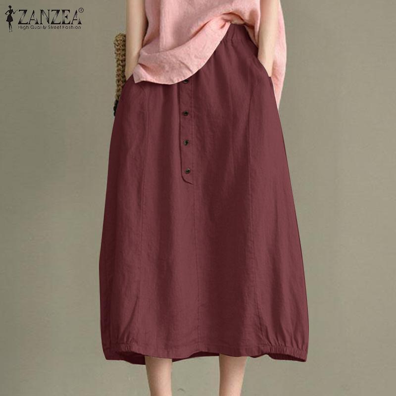 

ZANZEA женские летние свободные повседневные хлопковые юбки с эластичной резинкой на талии