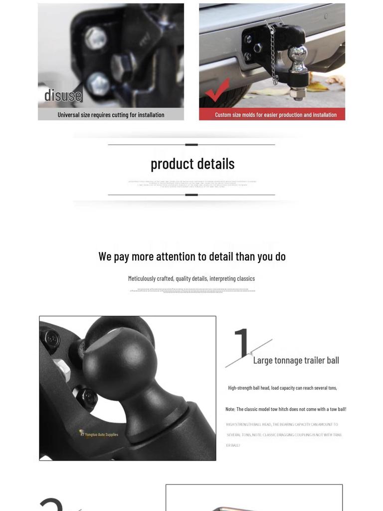 2024 Toyota Prado LC250 Trailer Hitch: Modified Tow Hook Rear Bumper with Square Hole