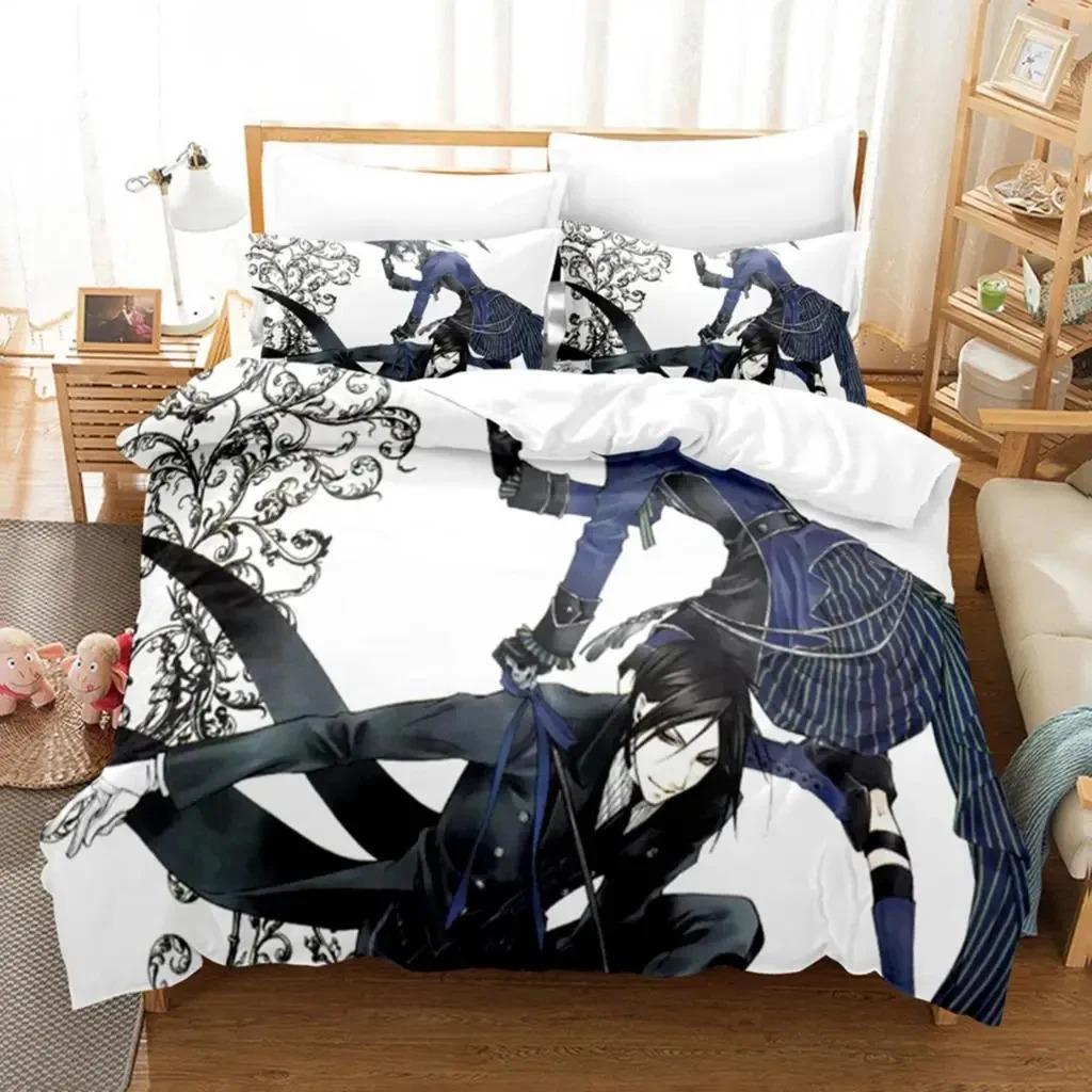 Anime Black Butler Sebastian Bedding Set Boys Girls Twin Queen Size Duvet Cover Pillowcase Bed Kids Adult Home Textileextile Tool