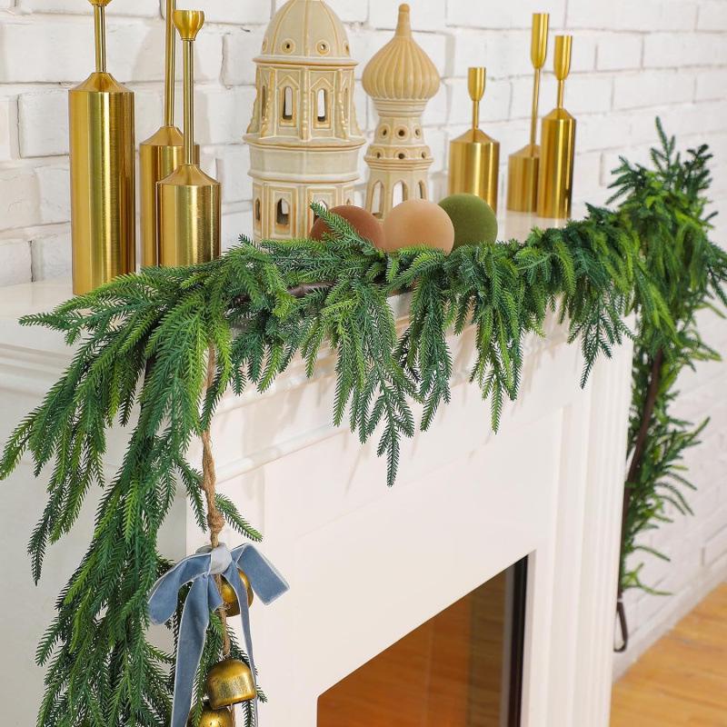 Artificial Christmas Wreath: Soft PE Pine Needles & Cypress with Norfolk Pine Greenery