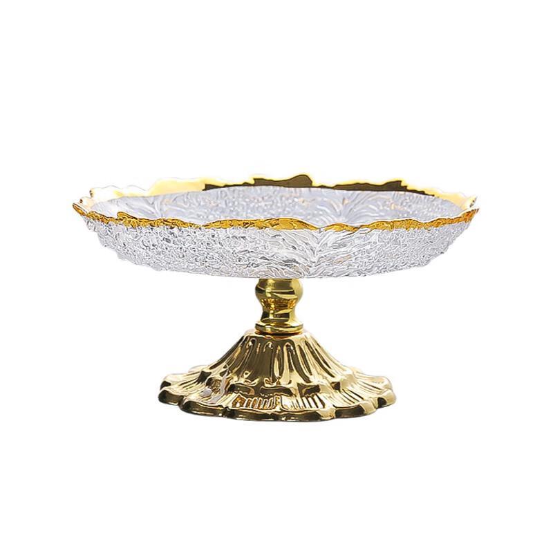 Flavinmci European Light Luxury Gilded Crystal Glass Fruit Plate