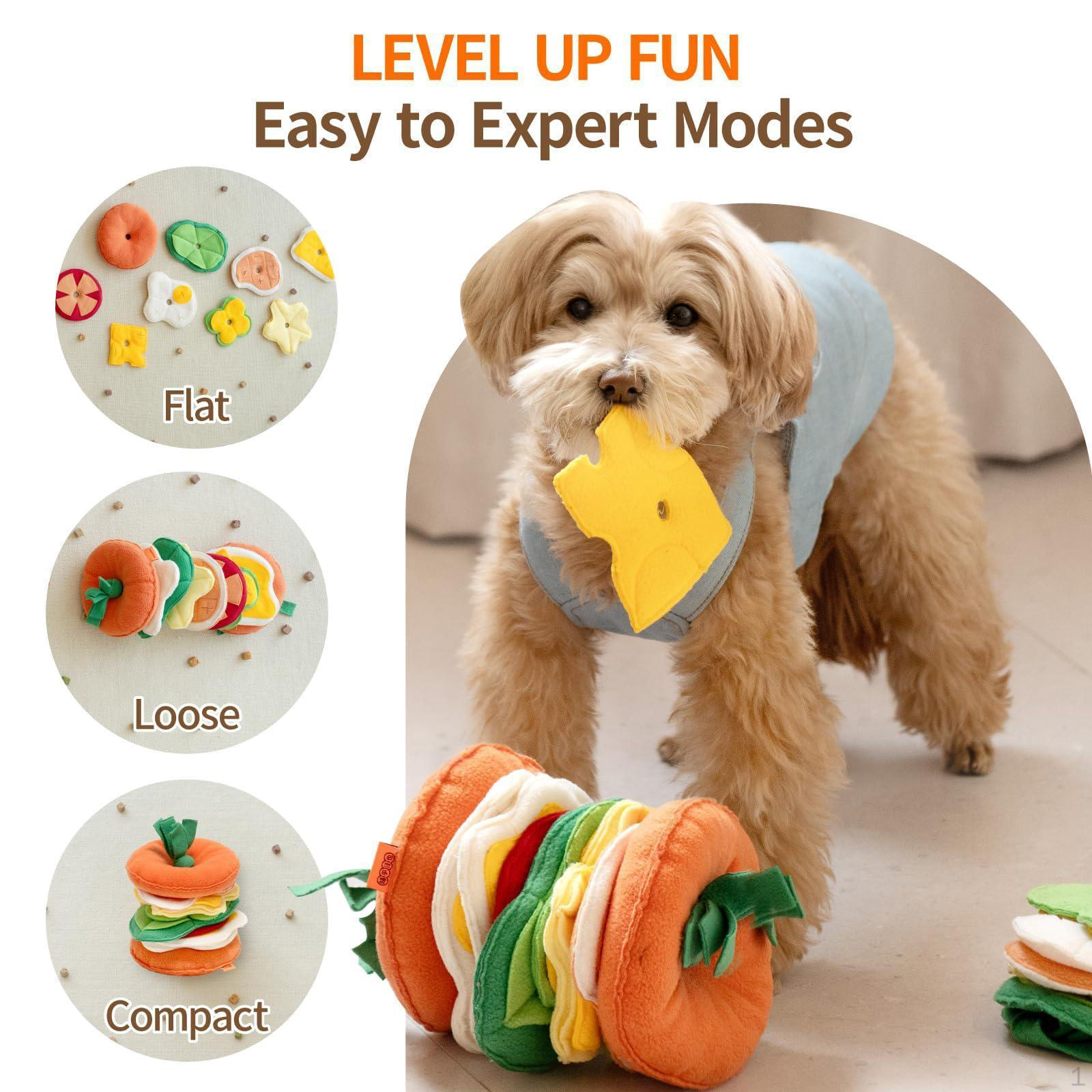 

Dog Snuffle Hamburger Puzzle Toy Portable Enrichment Interactive Squeaky for Small Animals