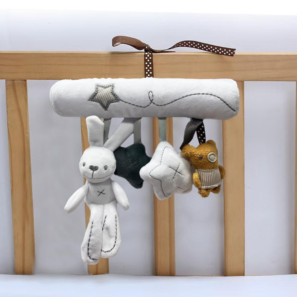 New Hanging Bed Rabbit Baby Hand Bell Safety Seat Plush Toy Multifunctional Plush Toy Stroller Mobile Gifts
