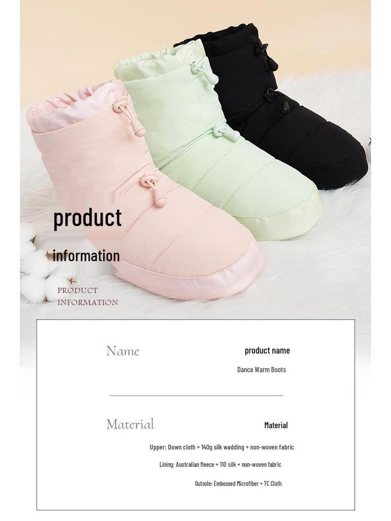 Women's Autumn/Winter Velvet Ballet Warm-up Shoes - Cotton-Insulated Boots for Dance Practice