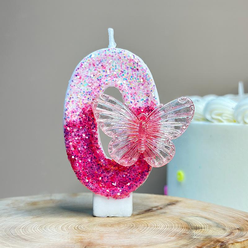 0-9 Number Cake Candles Party Supplies Purple Butterflies Candles Accessories Cake Shop Props Valentine's Anniversary Candles