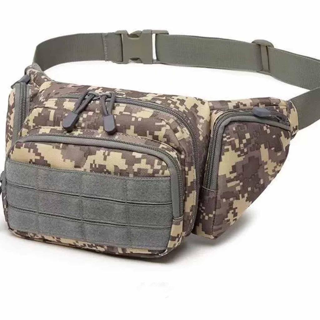 Men's Outdoor Nylon Waist Pack –  Bodypack, Hiking Phone Pouch,  Green Belt Bag for Camping, Hunting, Climbing, Airsoft, and Sports