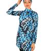 Blue Set Muslim Women Decent Branches Floral Print Seaside Swimwear Full Coverage Swimsuit Beachwear Burkini Swimsuit Set (Without Hijab)
