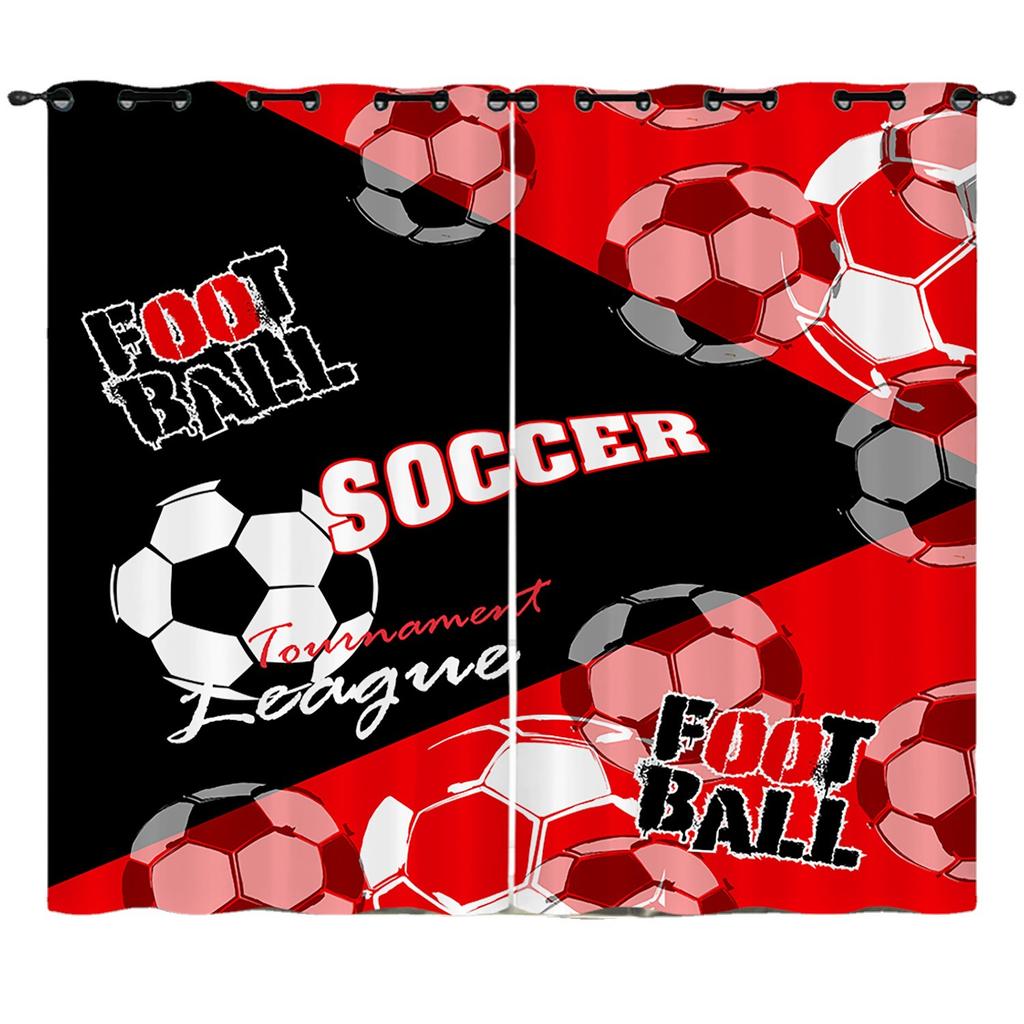 Curtains Sports Football 3D Digital Printing Blackout Curtain Punching