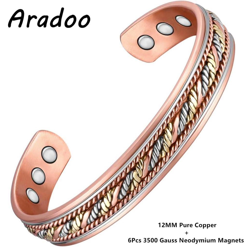 Copper Bracelets for Women 99% Pure Copper Handwoven Bracelet Cuff Bangle