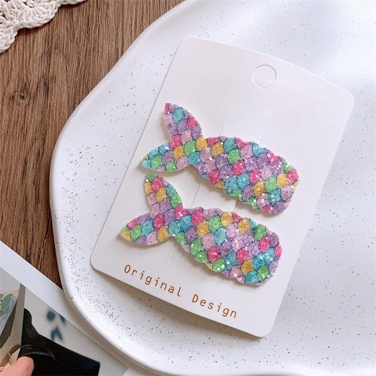 Shiny Mermaid Tail Hair Clips for Girls. Colorful Sparkling Design, Cute BB Clips for Bangs Hair, Perfect for Little Princesses