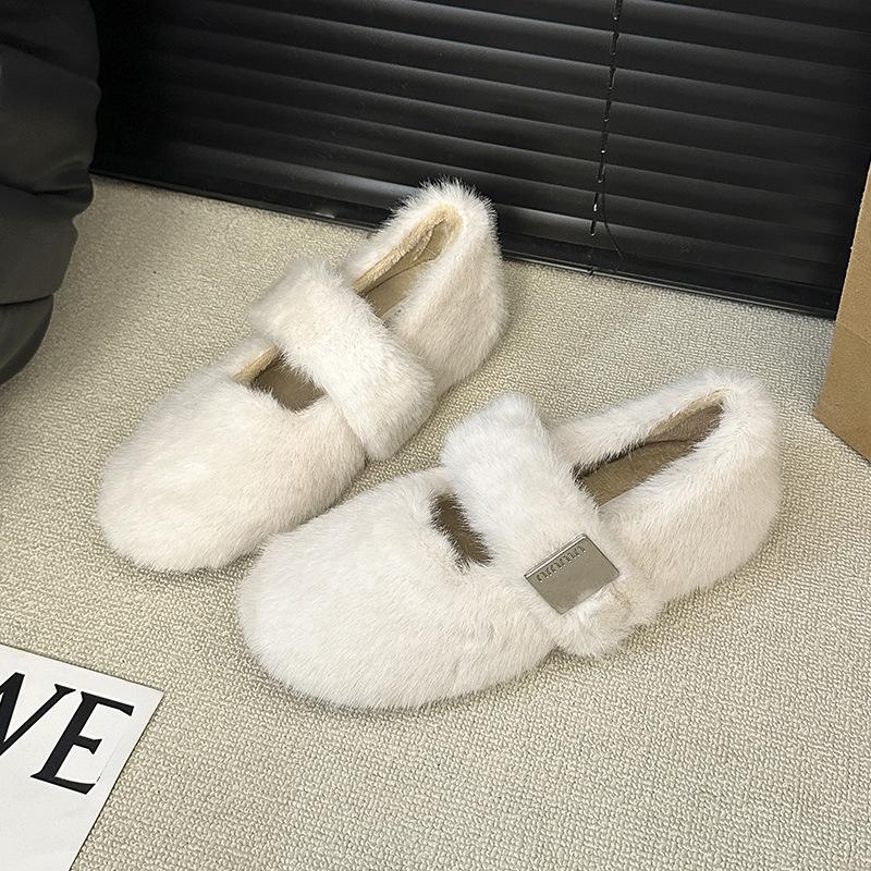 

внутреннее увеличение высоты толстоподошвенные плюшевые теплые пушистые туфли женские на липучке осень-зима, зарубежный стиль Мэри Джейн одинарные туфли хлопковые туфли 40