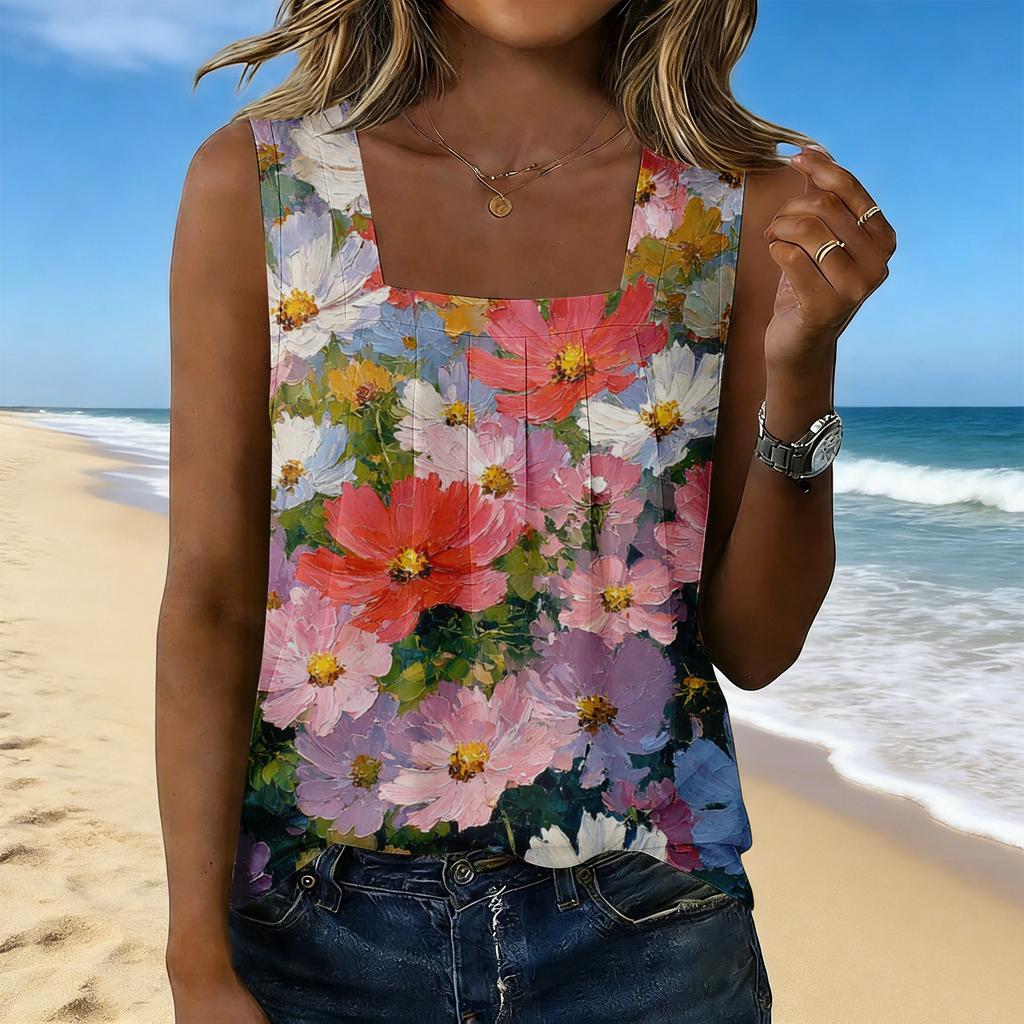 Women's Fashionable Casual Vintage Print Tank Top