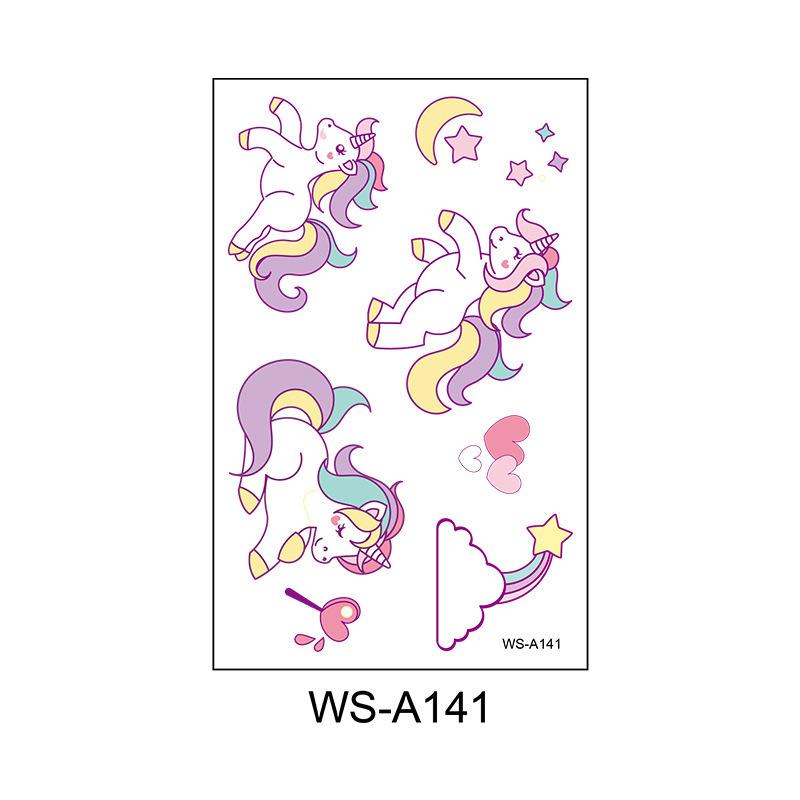 Cross Border Cartoon Unicorn Children's Waterproof Tattoo Sticker Pony Beautiful Girl Temporary