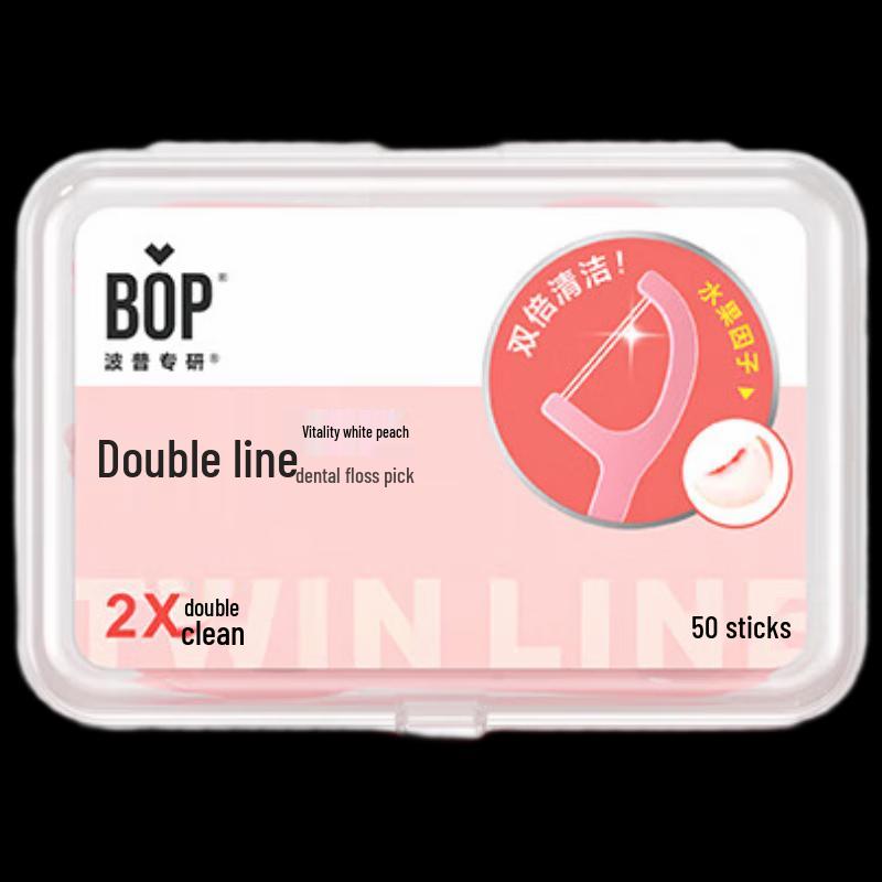 Pop Research Double Thread Dental Floss Picks, White Peach