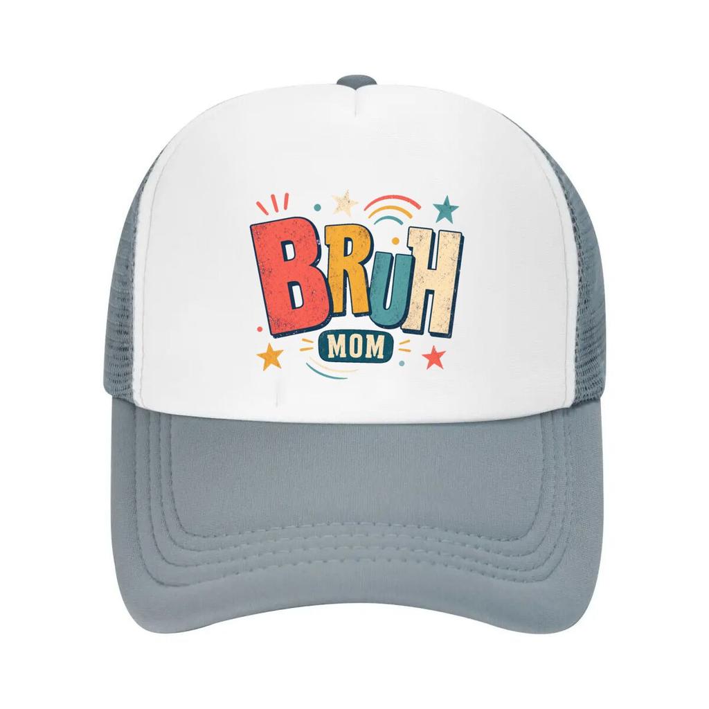 Retro Bruh Mom Sunset Wordmark Mesh Baseball Cap Casual Hat Outdoor  For Womens Unisex FeUnisex