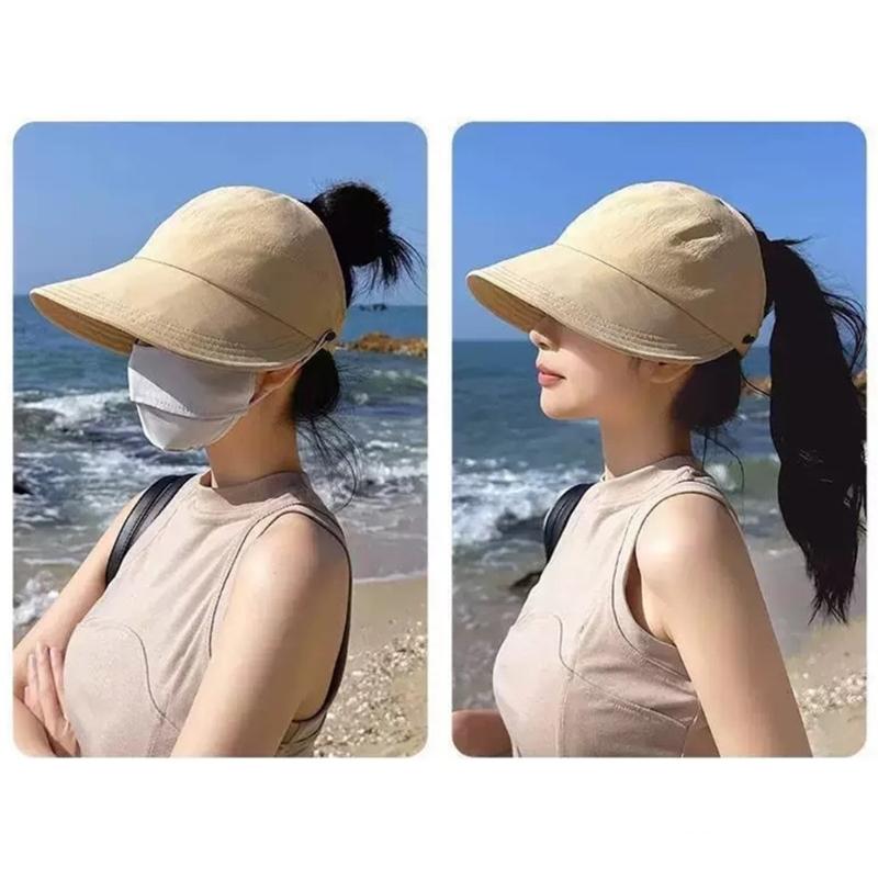 Breathable Ponytail Hat Women's Sunscreen Hat Adjustable Portable Sun Hat for Running Golf Beach