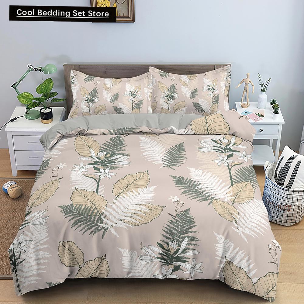 Comforter Tropical Leaves Butterfly Printed Bedding Sets With Pillow Case Luxury Polyester Queen/King Size Gift Blue