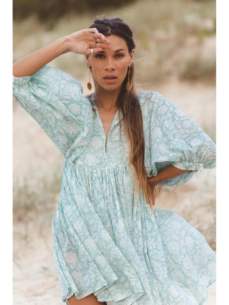 Women's Floral Tie-Back Casual Cotton Dress - Short Sleeve & Loose Fit for Beach Holidays