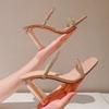Fashion Women's Slippers 2025 Summer New Fashion Open Toed Rhinestone High Heel Slippers Female Transparent Heel Shoes for Women Zapatos