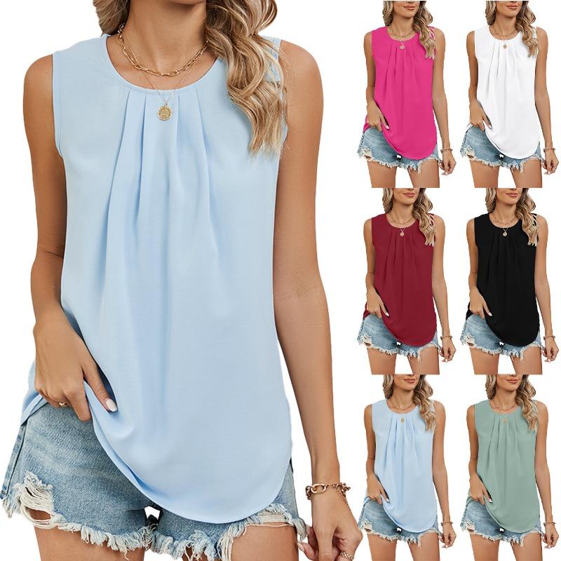 Donna Nuova Collezione Primavera/Estate Tinta Unita Chiffon Camicia Felpa Girocollo Ampia Canotta