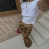 Leopard Print Mesh Low-Waist Fishtail Skirt for Women