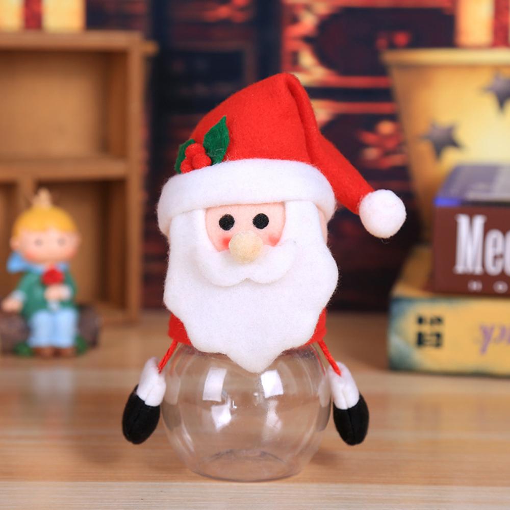 1/5 Pcs Christmas Candy Jar Storage Bottle Santa Snowman Shaped Bag Sweet Box Kids Gift
