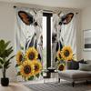 2 Stück HD Sonnenblume in der Kuh dekorativer Vorhang weißes Band digital bedruckter Vorhang Heimdekorationsstil Dekoration Wohnzimmer
